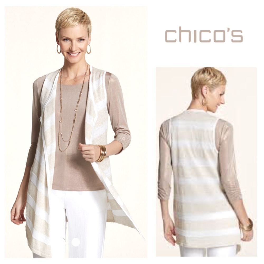 NEW!  Chico’s Travelers Collection stripe sweater vest (2)